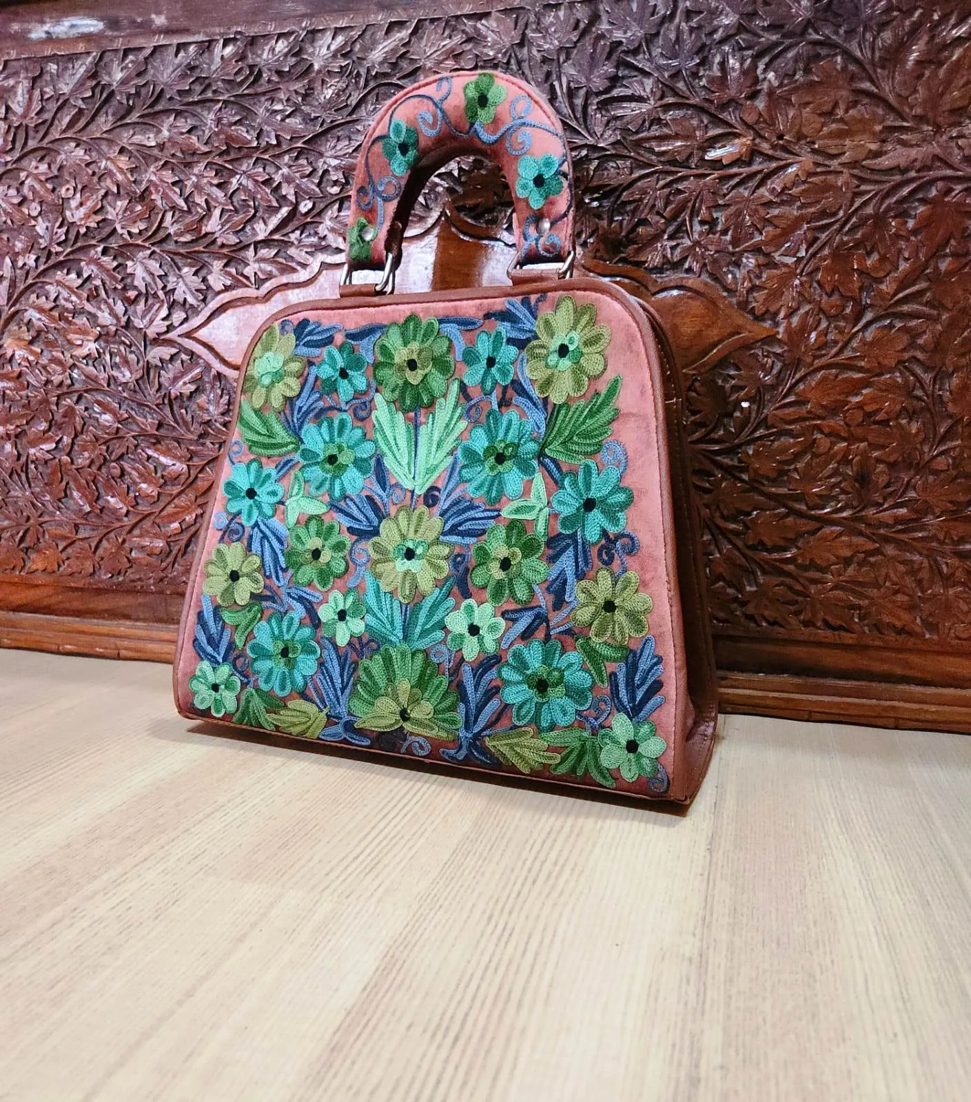 Kashmir Ari Work Embroidery Leather Bag Model #3