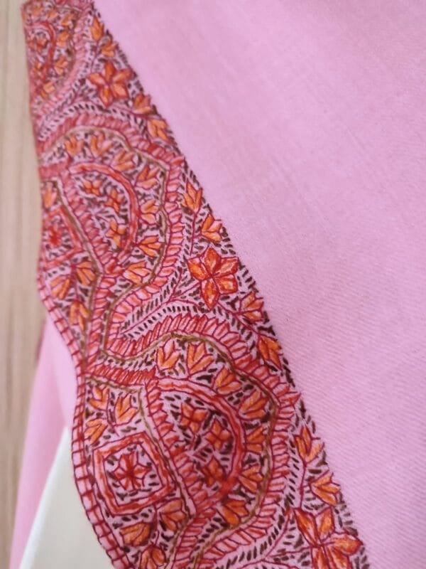 Pashmina Kashmiri Shawl Pink, Full Embroidery Work