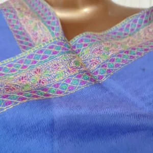 Pashmina Kashmiri Shawl Lavender, Border Embroidery Work