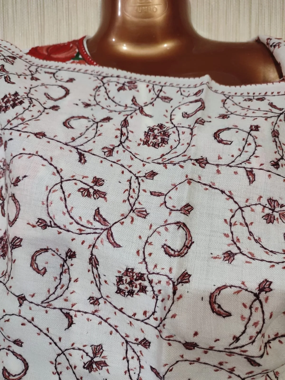 Pashmina Kashmiri Shawl Beige, Full Embroidery Work