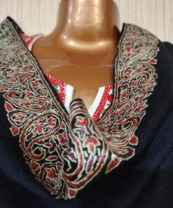 Pashmina Kashmiri Shawl Black, Border Embroidery Work