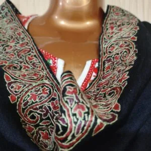 Pashmina Kashmiri Shawl Black, Border Embroidery Work
