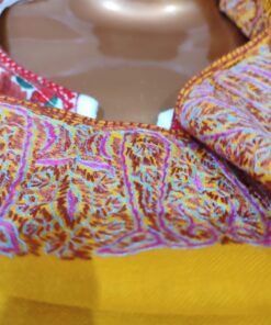 Pashmina Kashmiri Shawl Yellow, Doordaar Embroidery Work