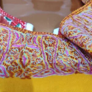 Pashmina Kashmiri Shawl Yellow, Doordaar Embroidery Work