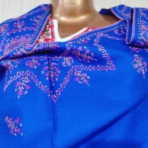 Semi Pashmina Kashmiri Shawl Blue, Full Jalidaar Embroidery Work