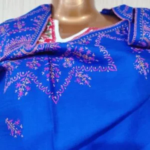 Semi Pashmina Kashmiri Shawl Blue, Full Jalidaar Embroidery Work