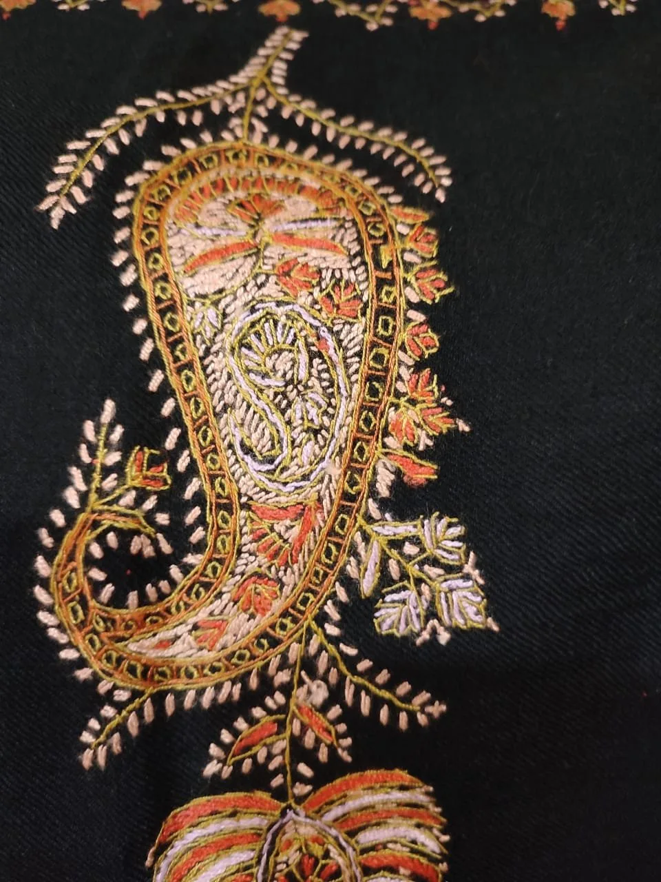 Pashmina Shawl Black, Full Jalidaar Embroidery - Image 3