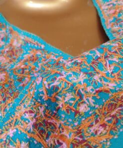 Pashmina Kashmiri Shawl Blue, Doordar Embroidery Work