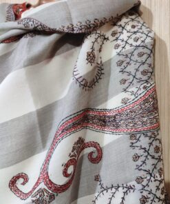 Pashmina Kashmiri Shawl Grey-White, Doordar Embroidery Work