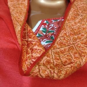 Pashmina Kashmiri Shawl Red, Doordar Embroidery Work