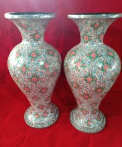 Floral Papier Mache Vase in White Background