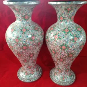 Floral Papier Mache Vase in White Background