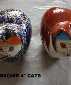 4-Inch Papier Mache Cat Boxes