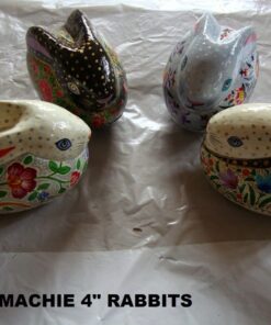 4-Inch Papier Mache Rabbit Boxes