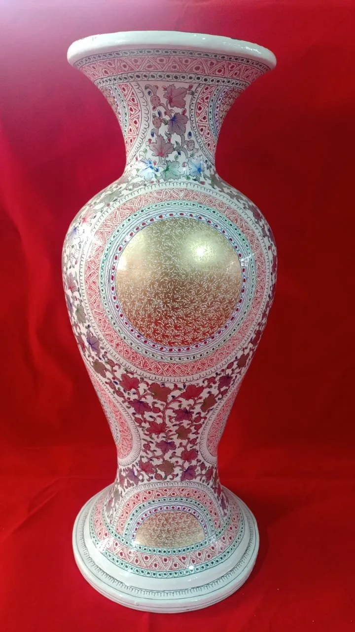 Kashmir Gold Lining Floral Papier Mache Vase - Image 3