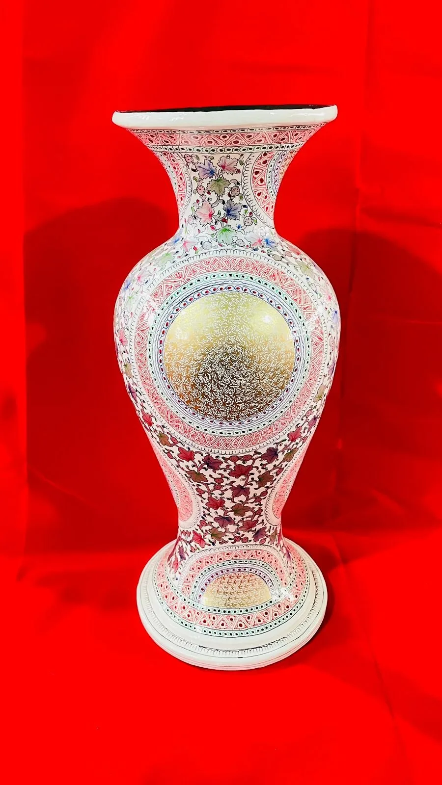 Kashmir Gold Lining Floral Papier Mache Vase - Image 2