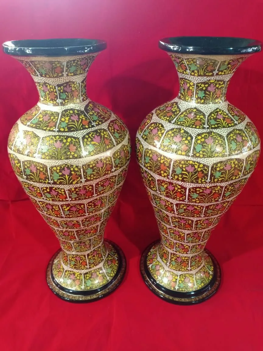 Floral Papier Mache Vase 20 Inches