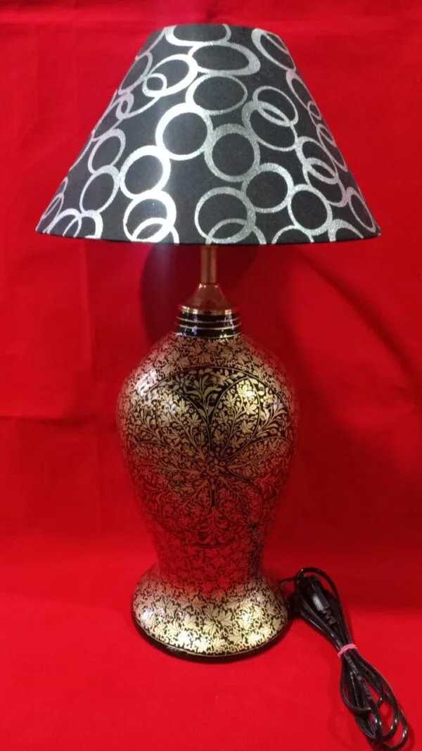 Papier Mache Bedside Lamp with Shade