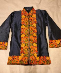 Kashmiri Short Jacket with Floral Work in Silk