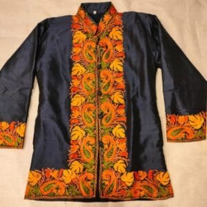 Kashmiri Short Jacket with Floral Work in Silk