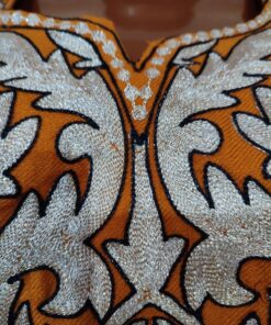 Mustard Colour Raffle wool Pheran with Tilla Work
