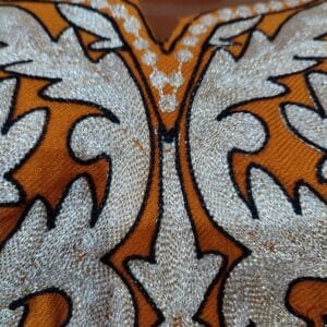 Mustard Colour Raffle wool Pheran with Tilla Work
