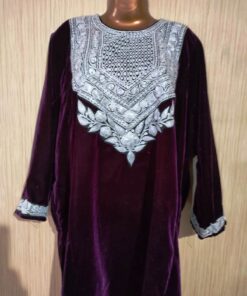 Marooon Velvet Pheran with Kashmiri Hand Tilla Work
