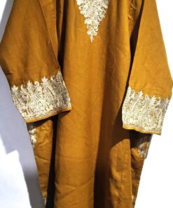 Mustard Raffle Tilla Work Pheran by Kasheer