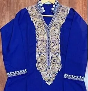 Cotton Kurta Blue with Ariwork