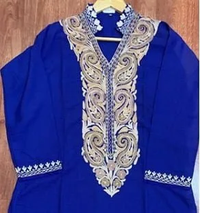 Cotton Kurta Blue with Ariwork