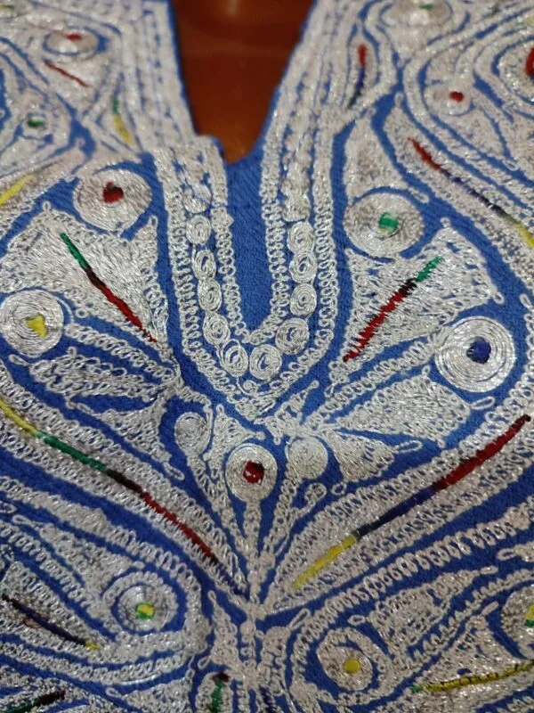 Blue Raffle wool Pheran with Tilla Work - Image 3