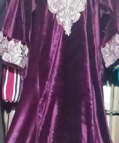 Ruby Red Velvet Pheran with Kashmiri Hand Tilla Work