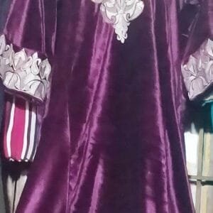 Ruby Red Velvet Pheran with Kashmiri Hand Tilla Work