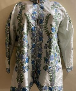 White Kashmiri Short Jacket with Floral Work in Silk