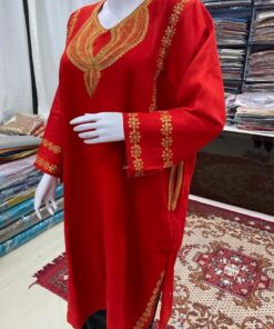 Red Color Woolen Pheran with Kashmiri Design Tilla Work