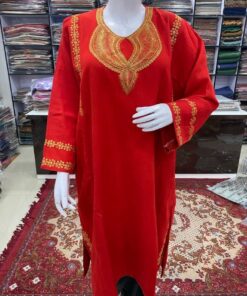 Red Woolen Pheran with Kashmiri Design Tilla Work