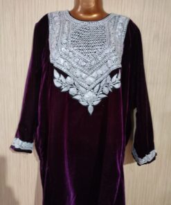 Velvet Pherans with Kashmiri Design Tilla Work