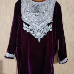 Velvet Pherans with Kashmiri Design Tilla Work