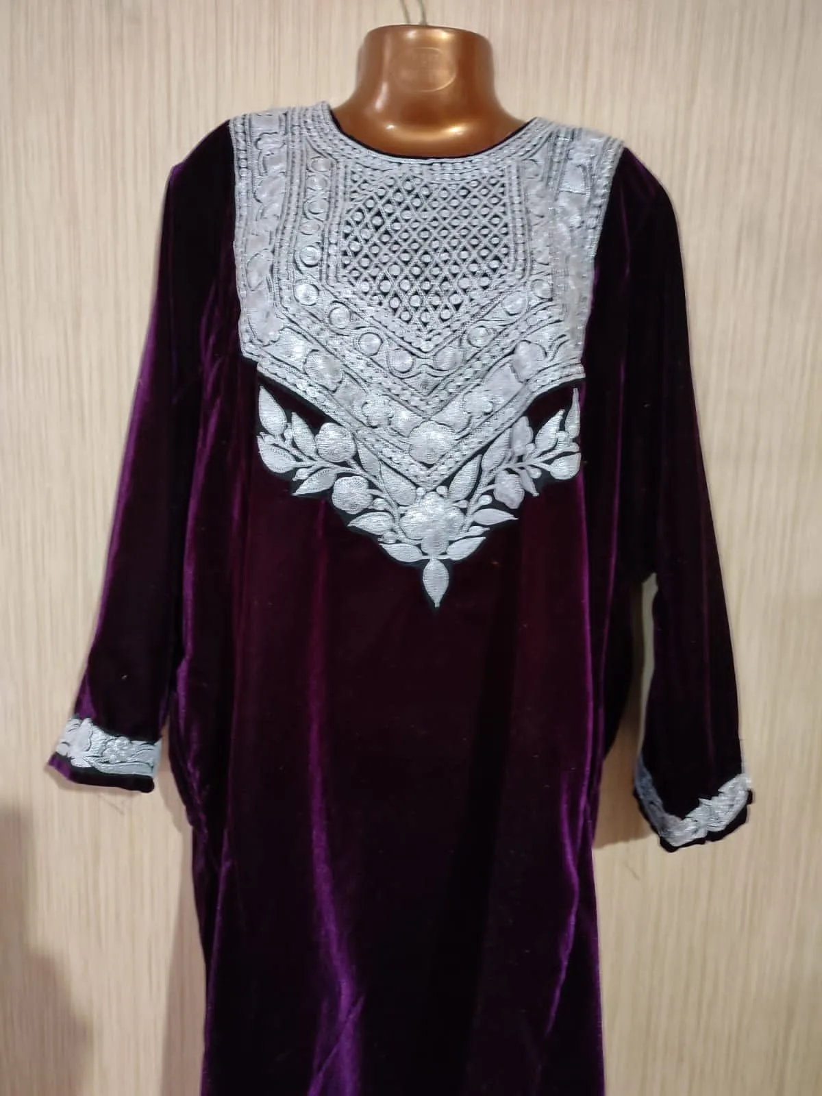 Velvet Pherans with Kashmiri Design Tilla Work
