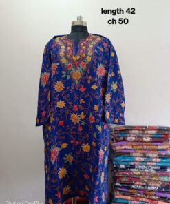 Full Jaali Aari work Pheran on Pure Raffal in Ultra Violet Color