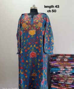 Full Jaali Aari work Pheran on Pure Raffal 15 Pcs