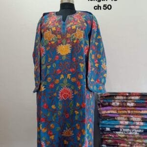 Full Jaali Aari work Pheran on Pure Raffal 15 Pcs