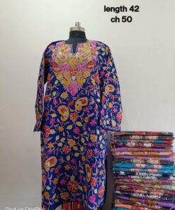 Full Jaali Aari work Pheran on Pure Raffal in Lavender Color