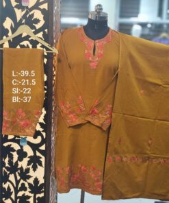 3-Piece Pheran Set in Pure Raffle Wool in Mustard Colour