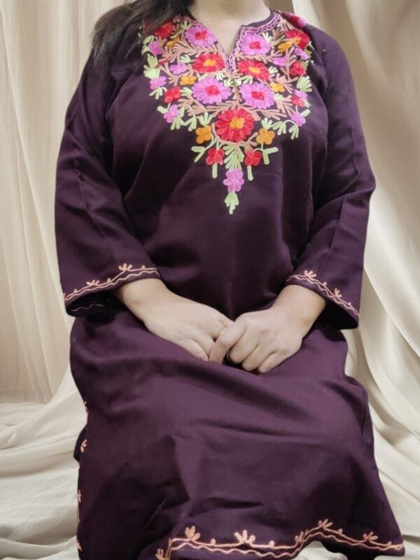 Ari Work Ladies Woollen Pheran in Purple Colour