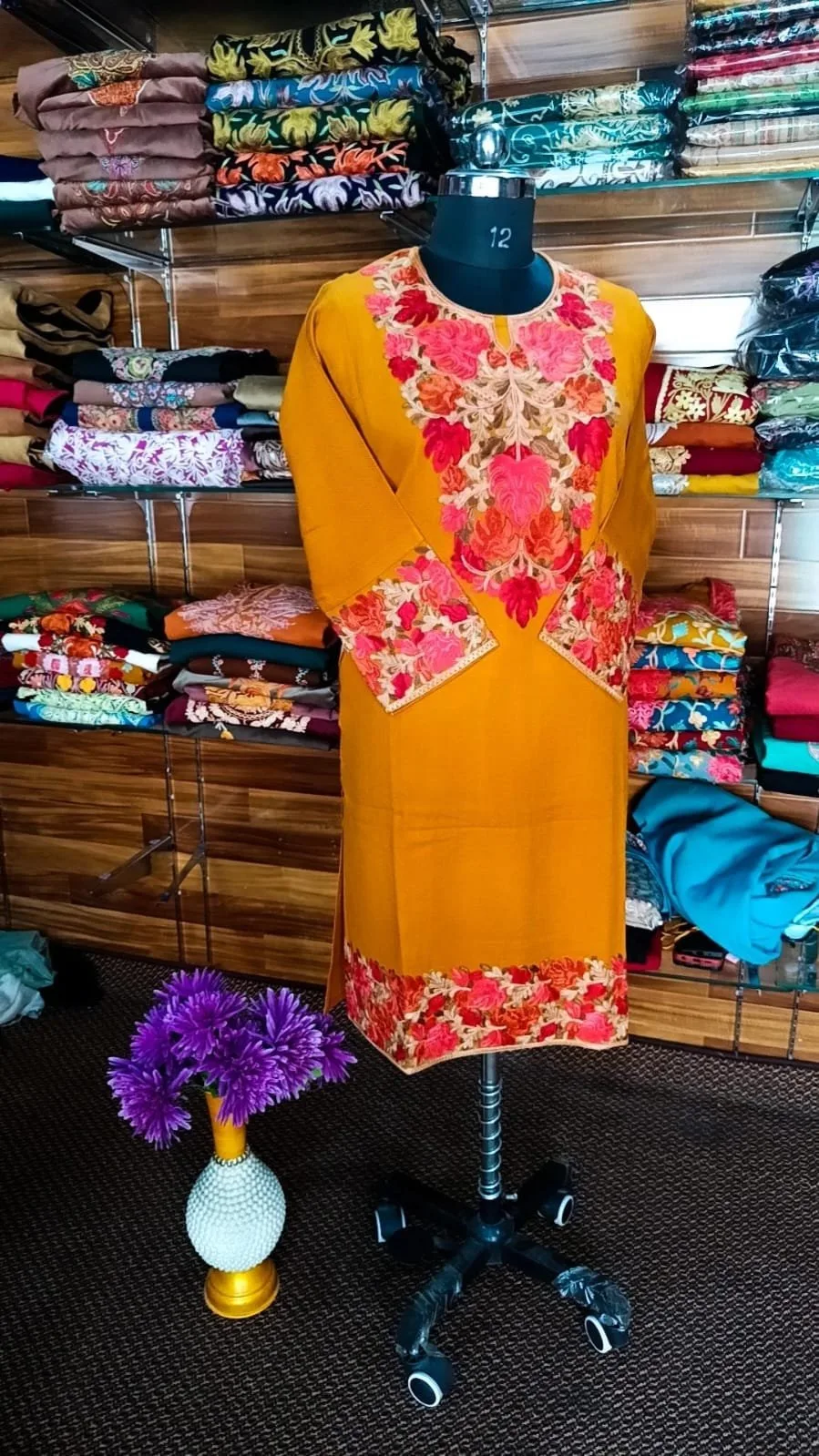 Pure Raffal Wool Designer Pherans with Aari Embroidery(3) - Image 2