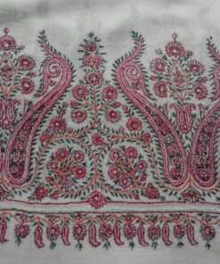 Pashmina Kashmiri Shawl White, Border Embroidery