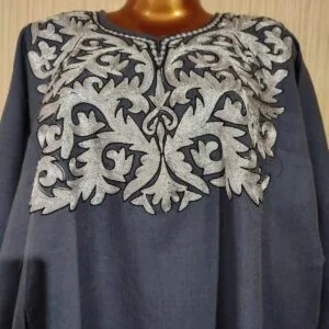 Grey Colour Raffal Aari & Zari Work Pheran