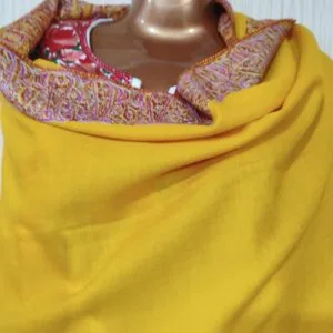 Semi Pashmina Kashmiri Shawl Yellow, Border Embroidery