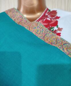 Pashmina Kashmiri Shawl Aquamarine, Border Embroidery